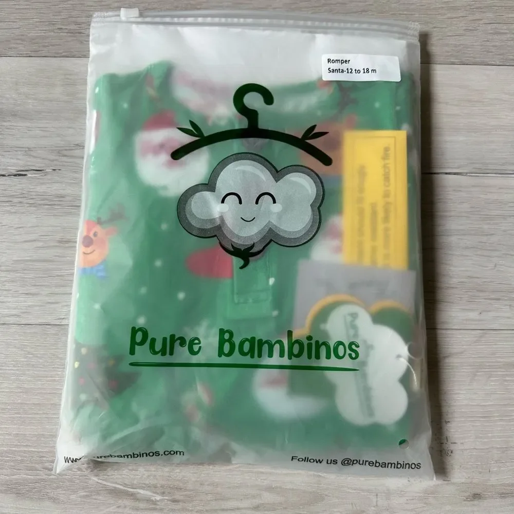 Pure Bambinos The one with Santa Romper Green NWT in packaging‎